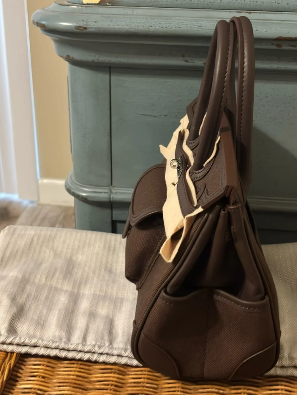 Canvas cargo style handbag H style BK - Picture 3 of 13